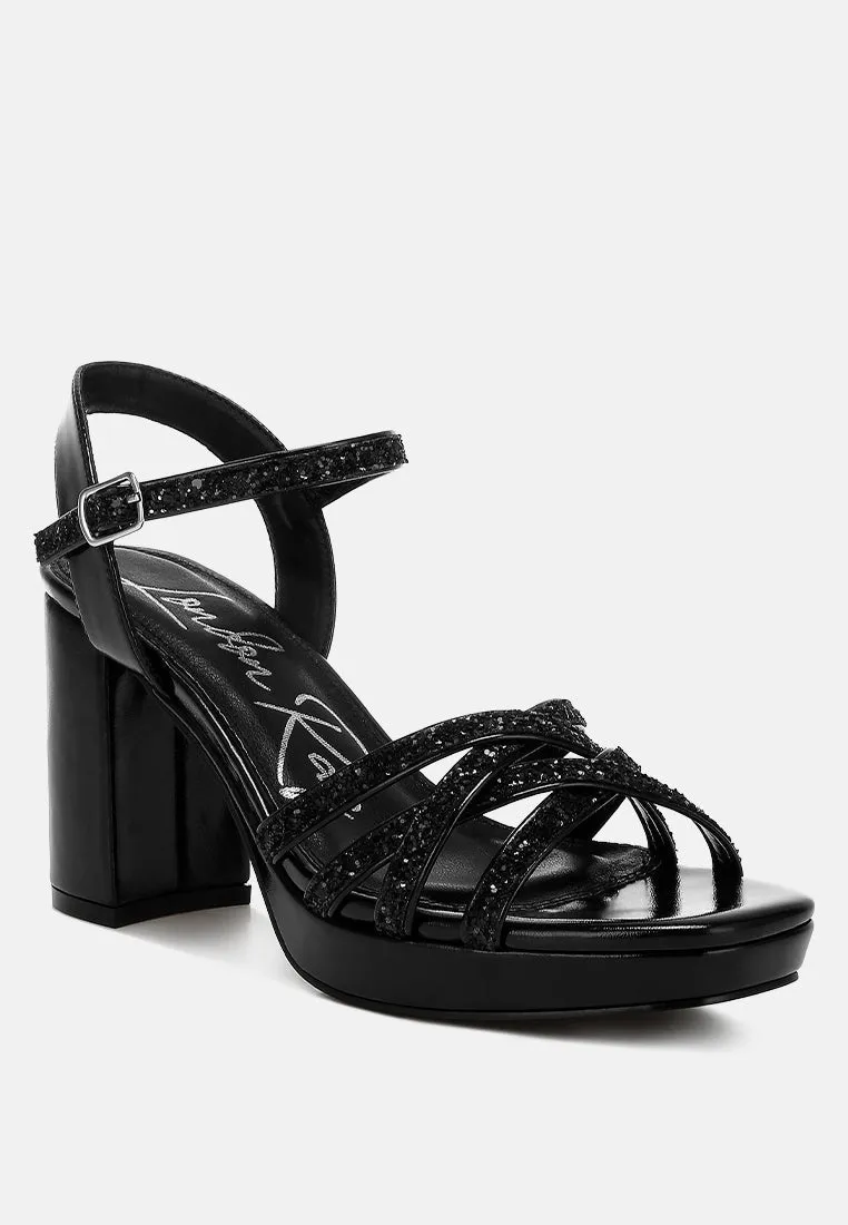 Glitter Strappy Block Sandals By RAG
