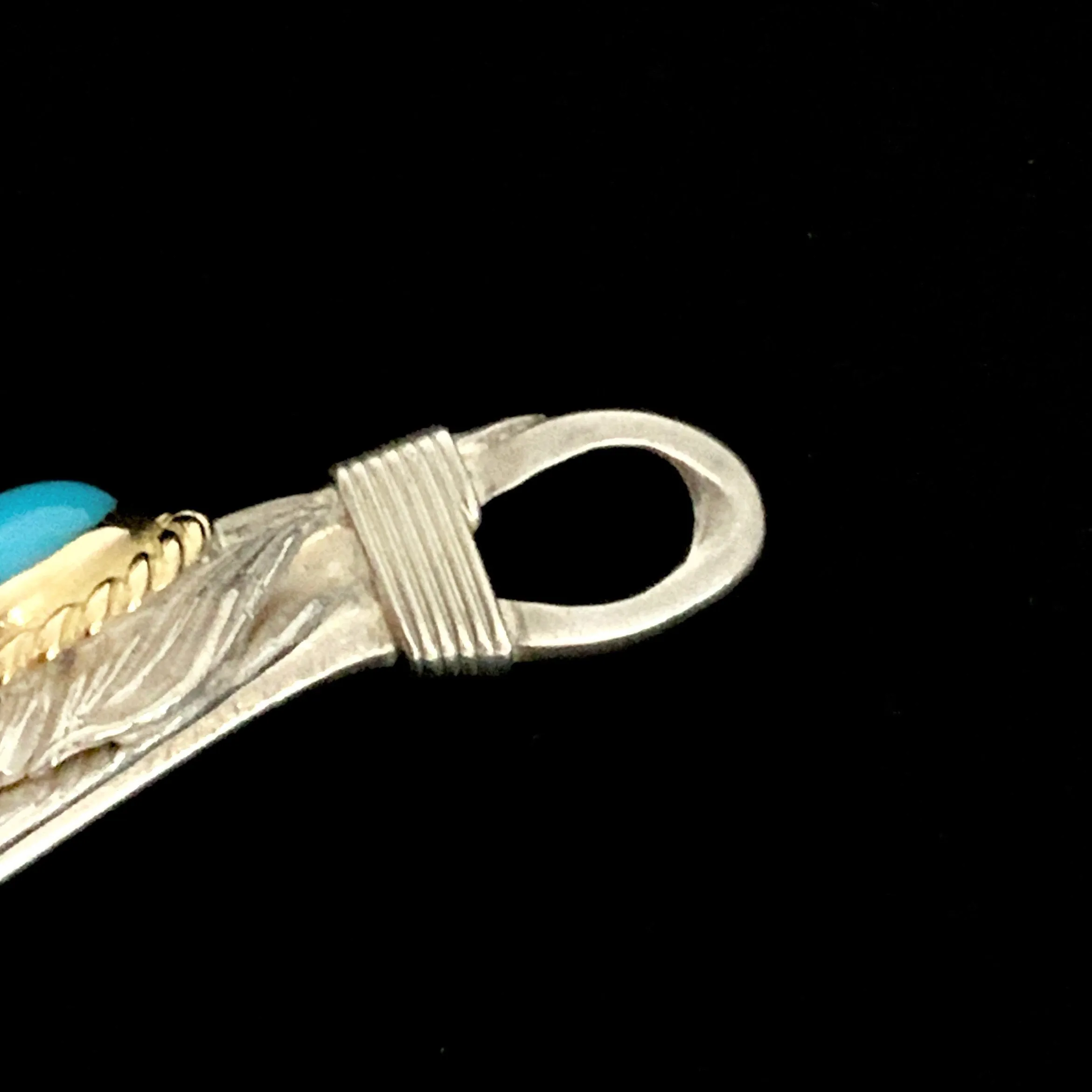 Goros Xl Turquoise Feather Silver Rope - Facing Left