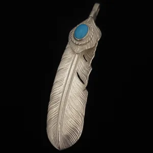 Goros Xl Turquoise Feather Silver Rope - Facing Left