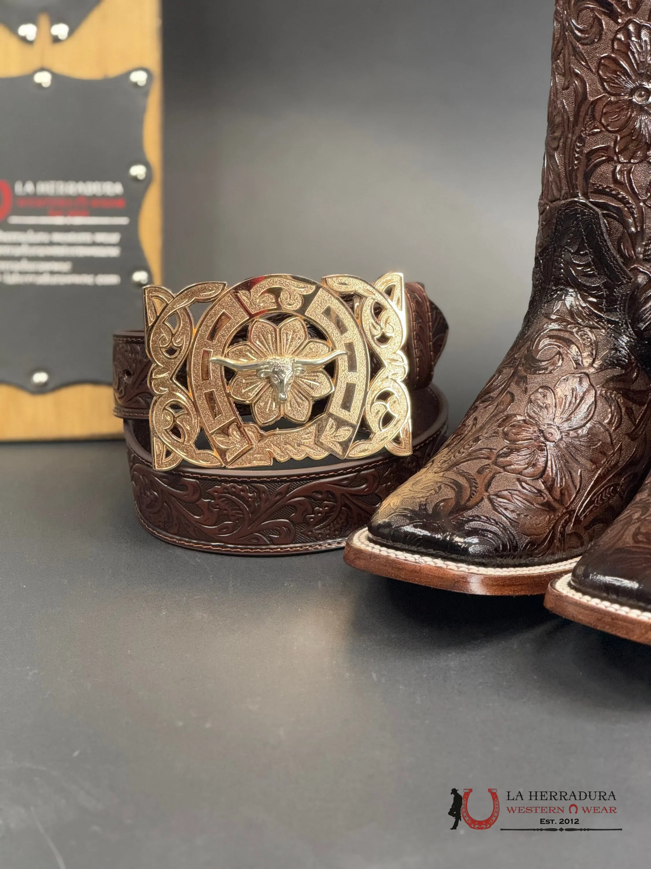 HAND TOOLED FLOR DE LUZ CAFE MILA SQUARE TOE 452