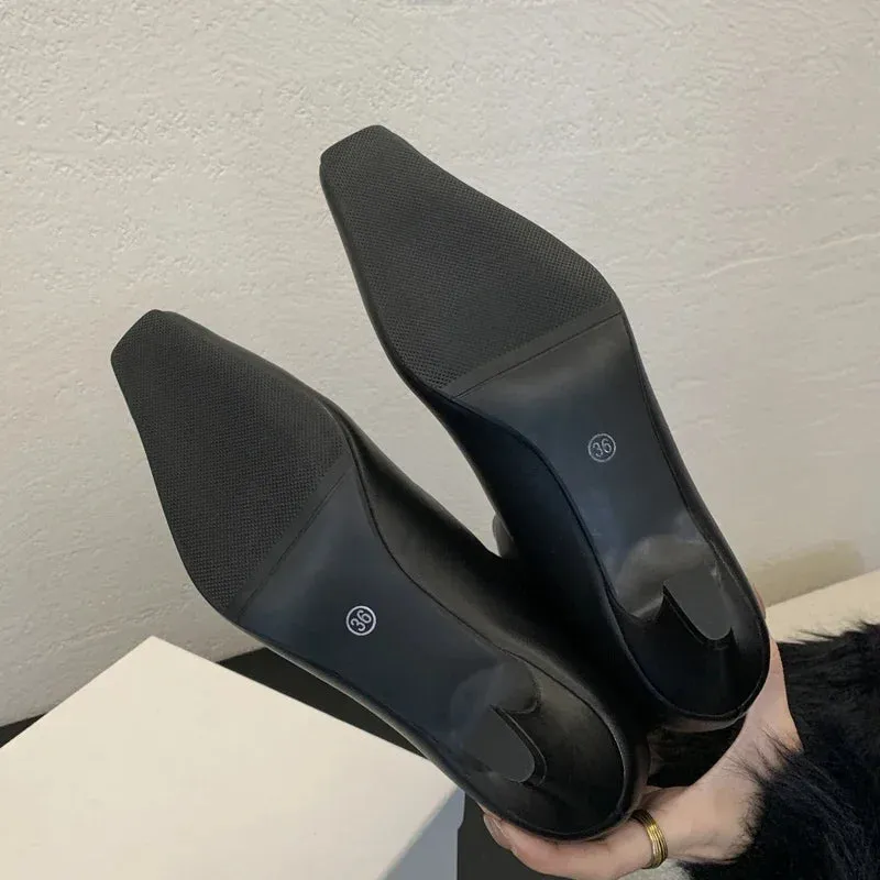 Handmade Pointed Toe Ankle Boots for Women – Slip-On Low Heel Street Style Party & Banquet Short Boots