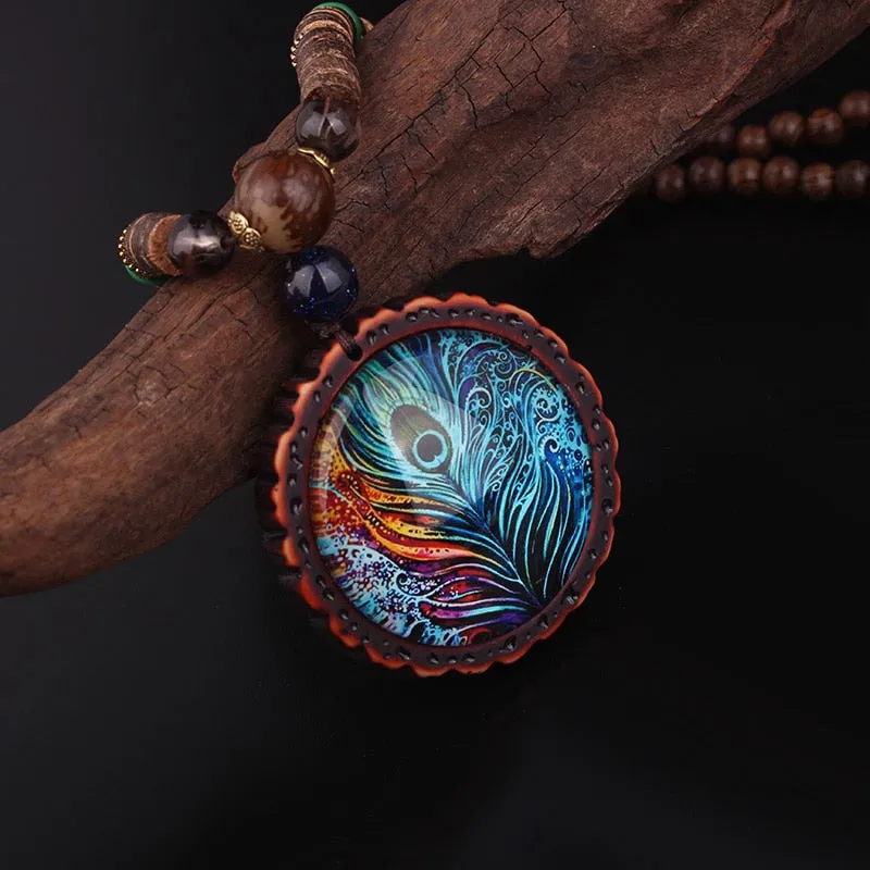 Handmade Radiant Peacock Feather Necklace