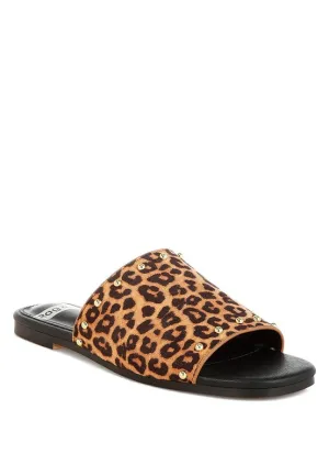Hilsa Leopard Print Slip-On Flats for Stylish Comfort