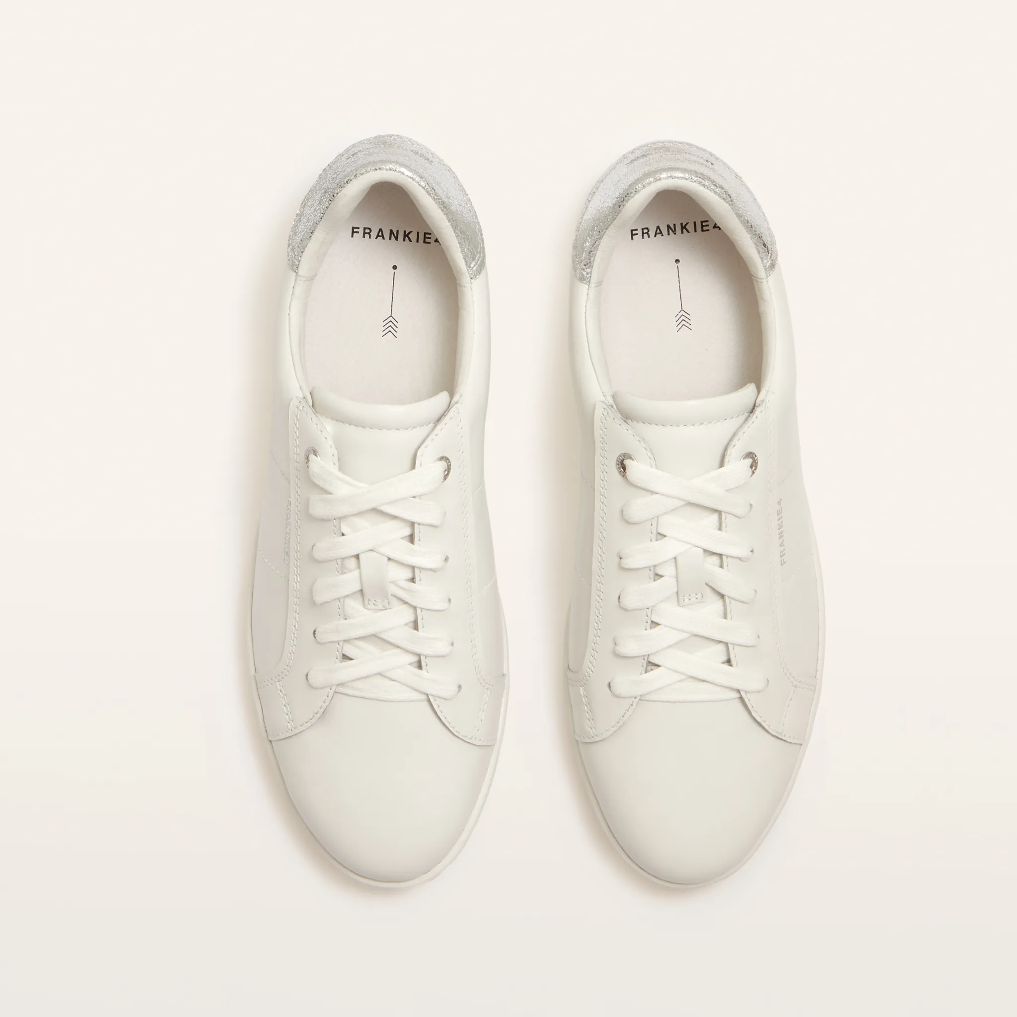 Jackie V White/ Silver Leather Sneakers