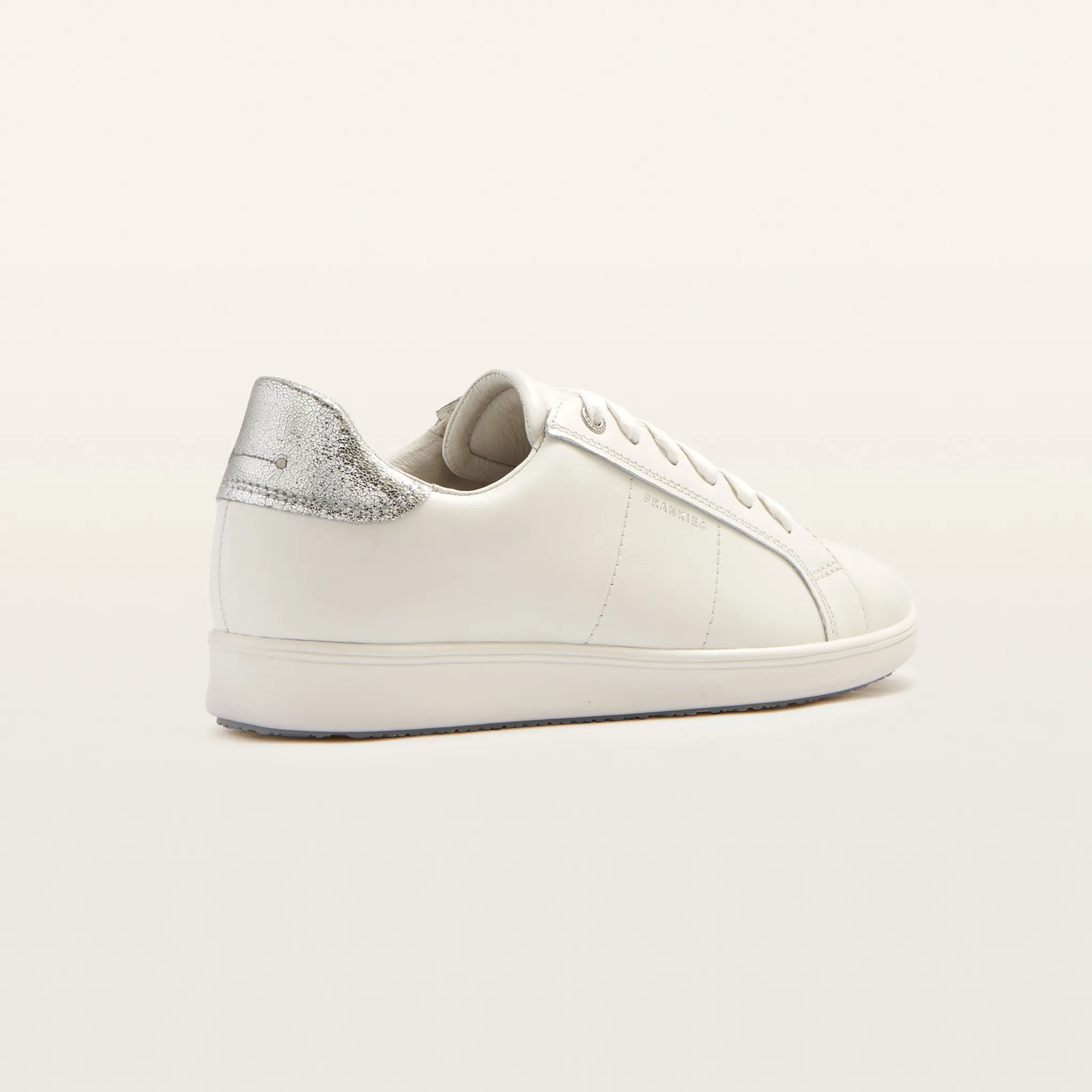 Jackie V White/ Silver Leather Sneakers