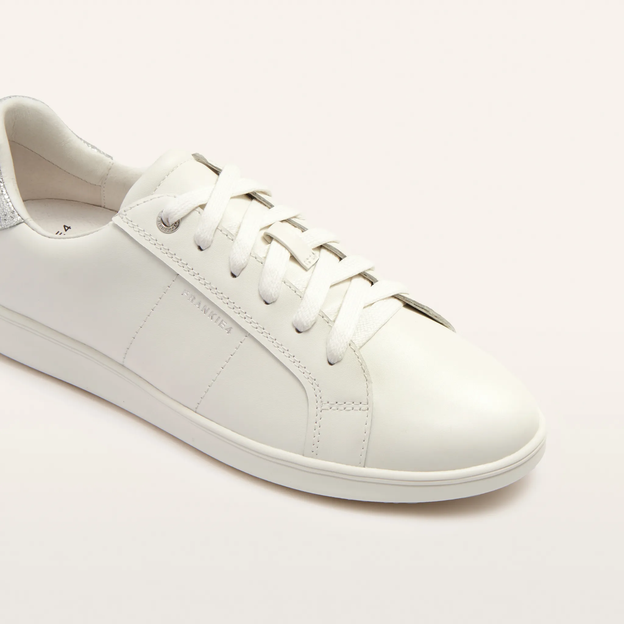 Jackie V White/ Silver Leather Sneakers