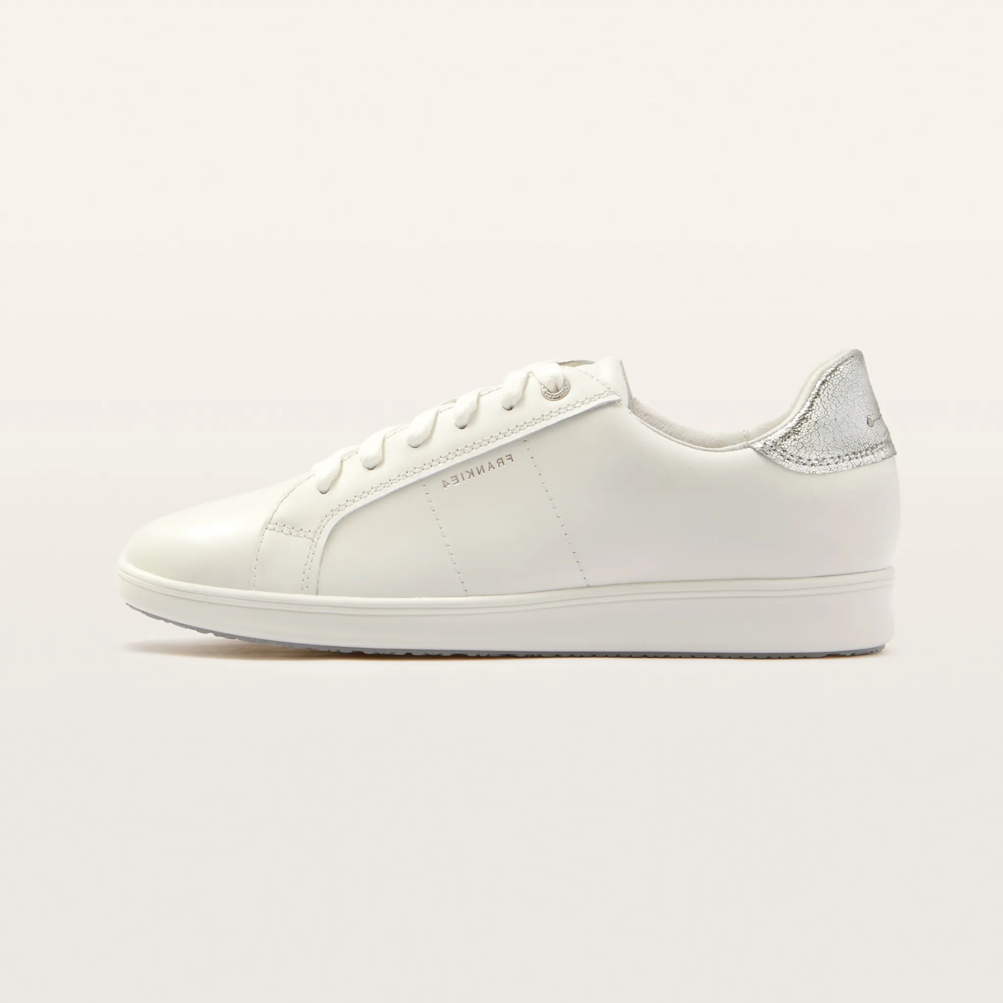 Jackie V White/ Silver Leather Sneakers