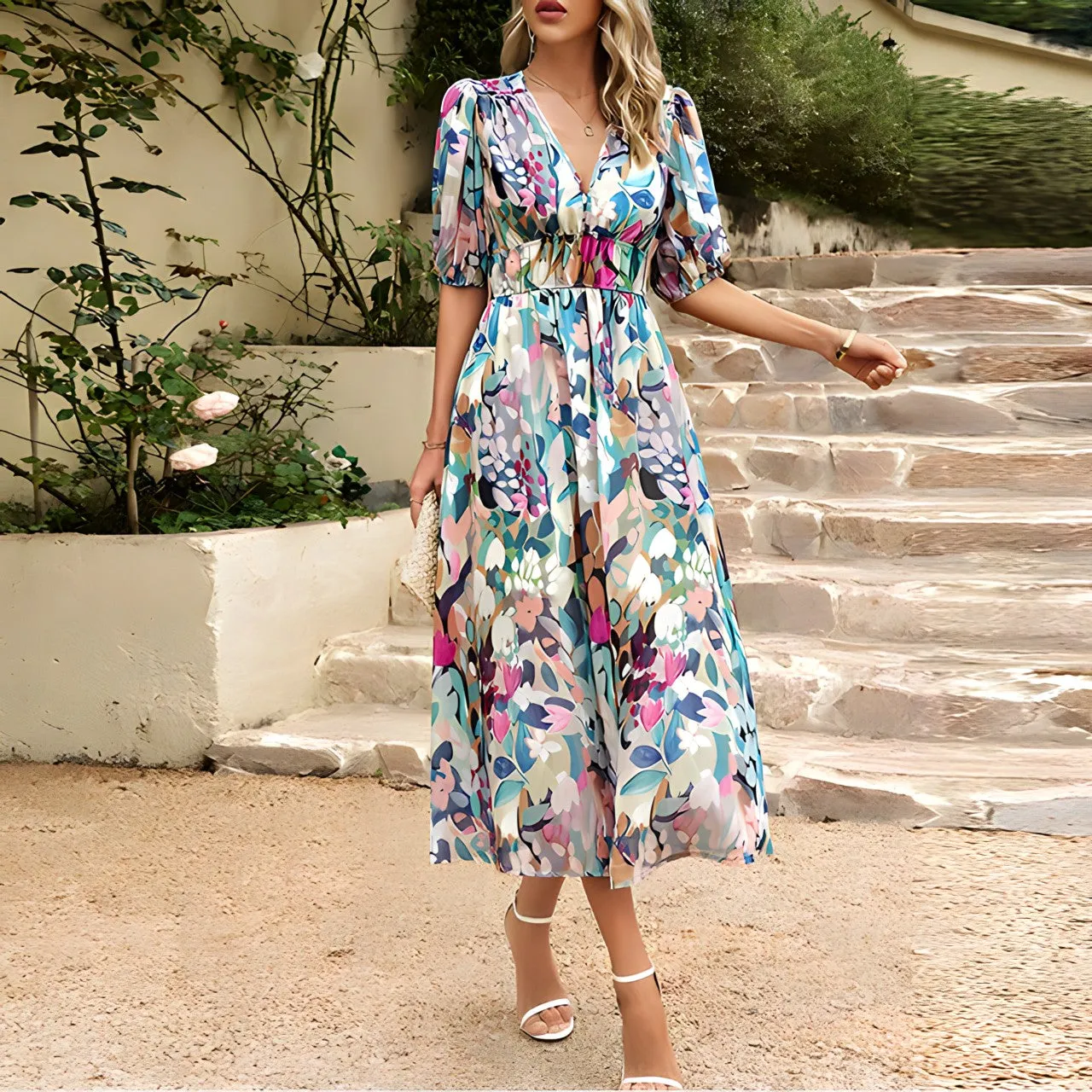 Jenny - Mid-length dress with V-neck