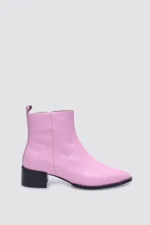 JOCELYN ANKLE BOOT PINK CROC LEATHER