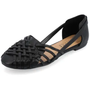 Journee Womens Basket Woven Slip On Sandal Block Heel Caged Closed Round Toe Breathable Ekko Ballet Flat Black 7 Medium Womens US