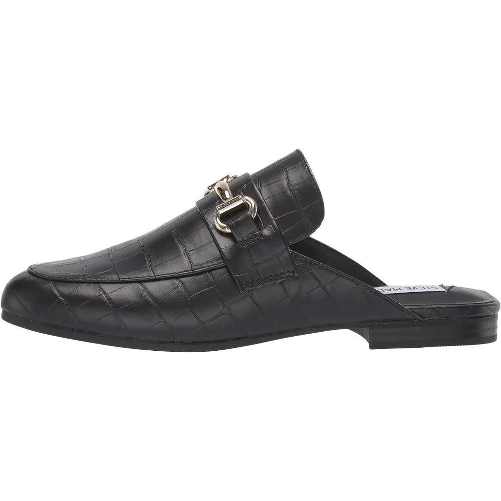 Kandi Black Croc Leather Flats