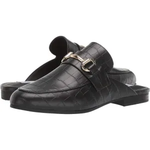 Kandi Black Croc Leather Flats