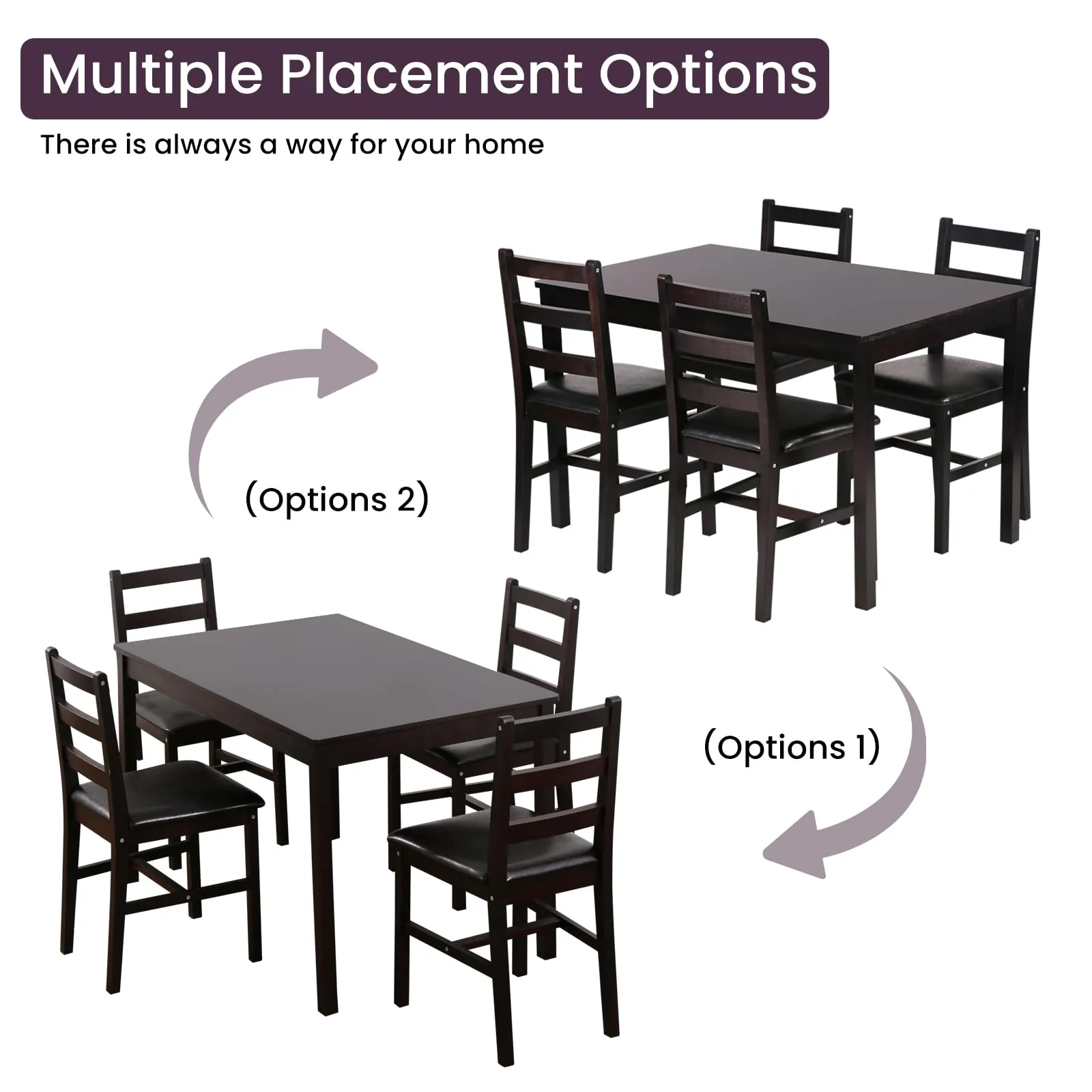 Kitchen Table Set 5 Piece Dining Table Set Sturdy Wooden Square Table and Chair Breakfast Table Set for 4 Person, Small Dining Room Table Set for Restaurant Home Kitchen Living Room, Brown
