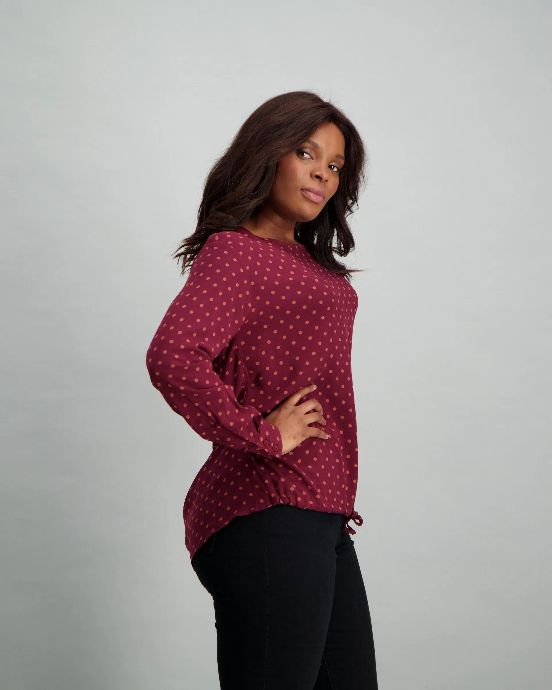 Ladies Drawstring Shirt - Burgundy