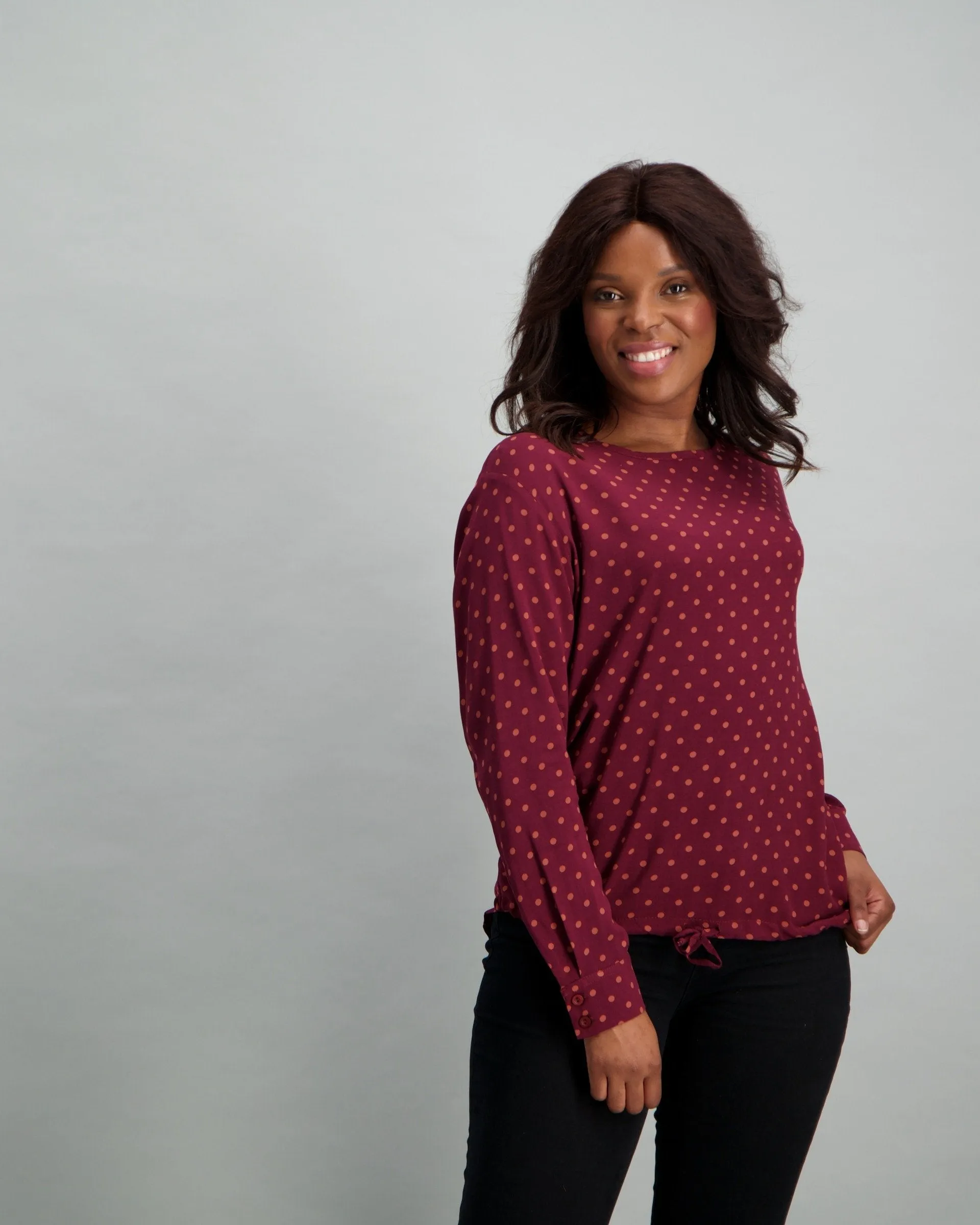 Ladies Drawstring Shirt - Burgundy