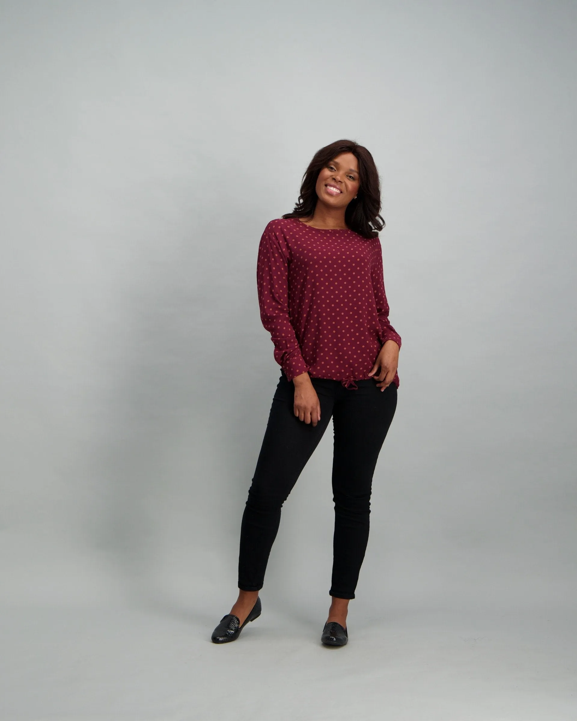 Ladies Drawstring Shirt - Burgundy