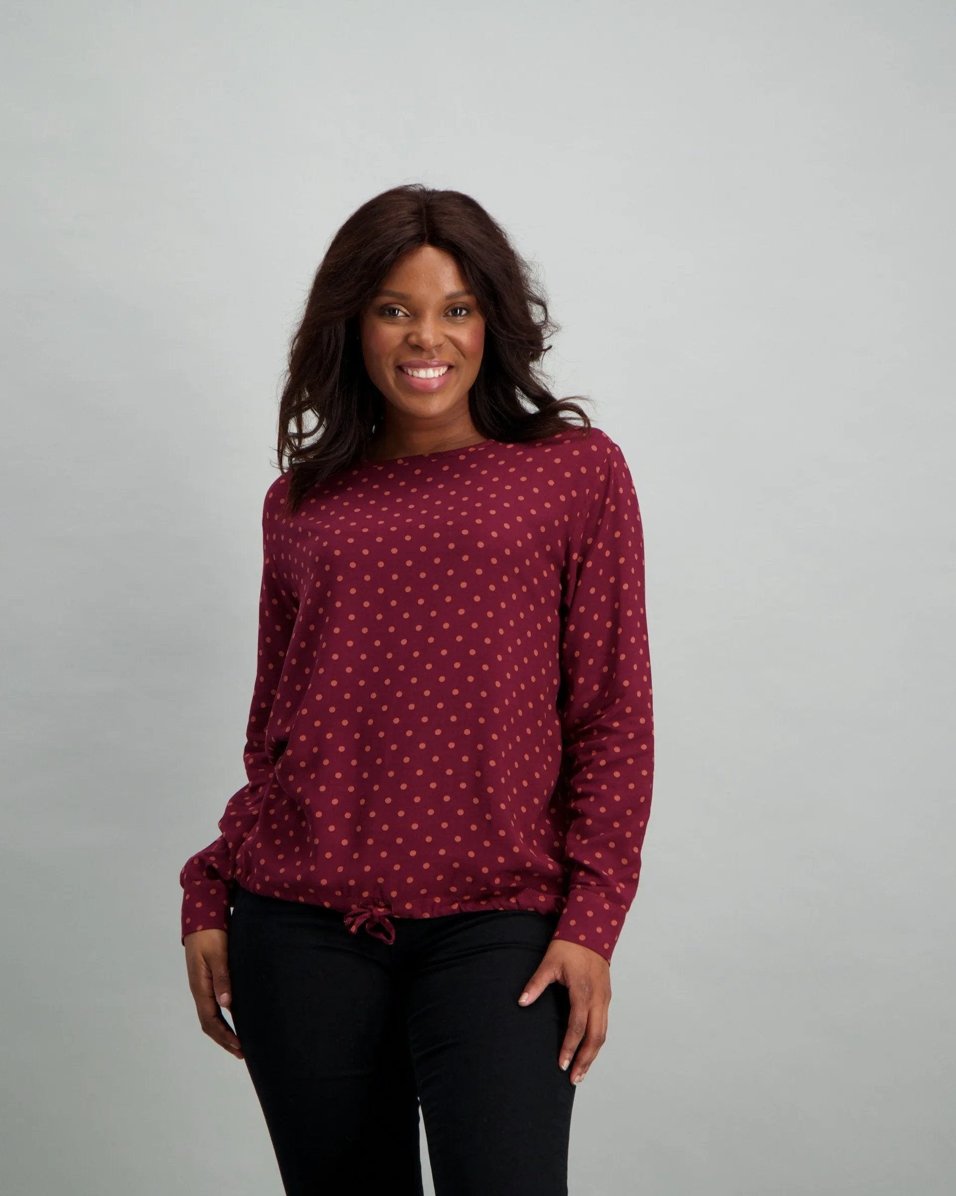 Ladies Drawstring Shirt - Burgundy