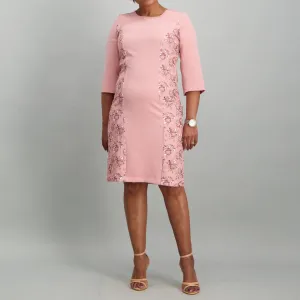 Ladies Floral Waist Tie Dress - Pink