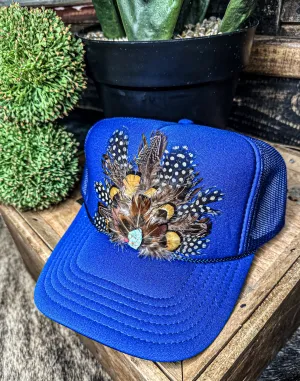 Lainey Feather Trucker-Cobalt