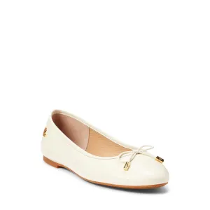 Lauren Ralph Lauren Jayna Ballet Flat for Women - Leather Upper and Breathable Textile Lining with Lightly Padded Footbed Vanilla 8 B - Medium