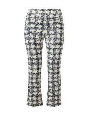 Leo White and Navy Boucle Crop Flare Pant