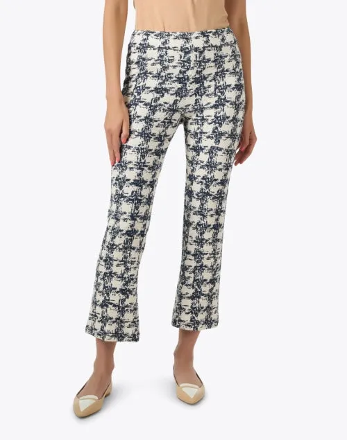 Leo White and Navy Boucle Crop Flare Pant