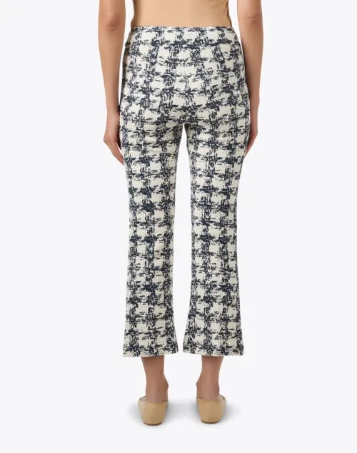Leo White and Navy Boucle Crop Flare Pant