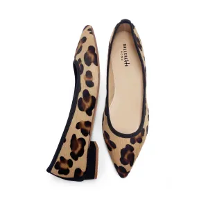 Leopard spotted calf hair pointed toe ballet flats