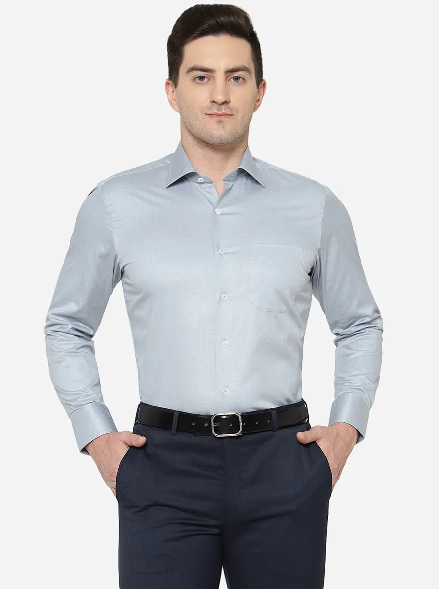 Light Grey Solid Slim Fit Formal Shirt | JadeBlue