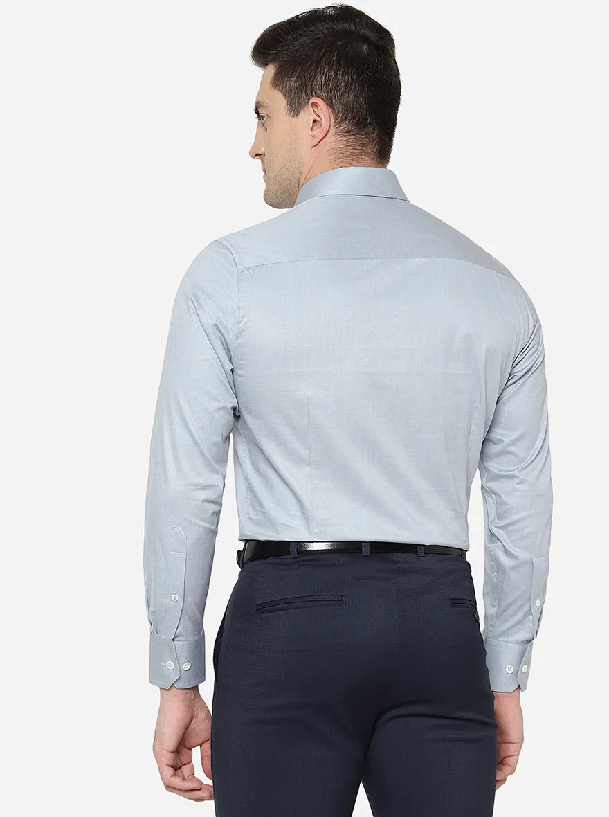 Light Grey Solid Slim Fit Formal Shirt | JadeBlue