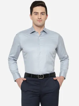Light Grey Solid Slim Fit Formal Shirt | JadeBlue