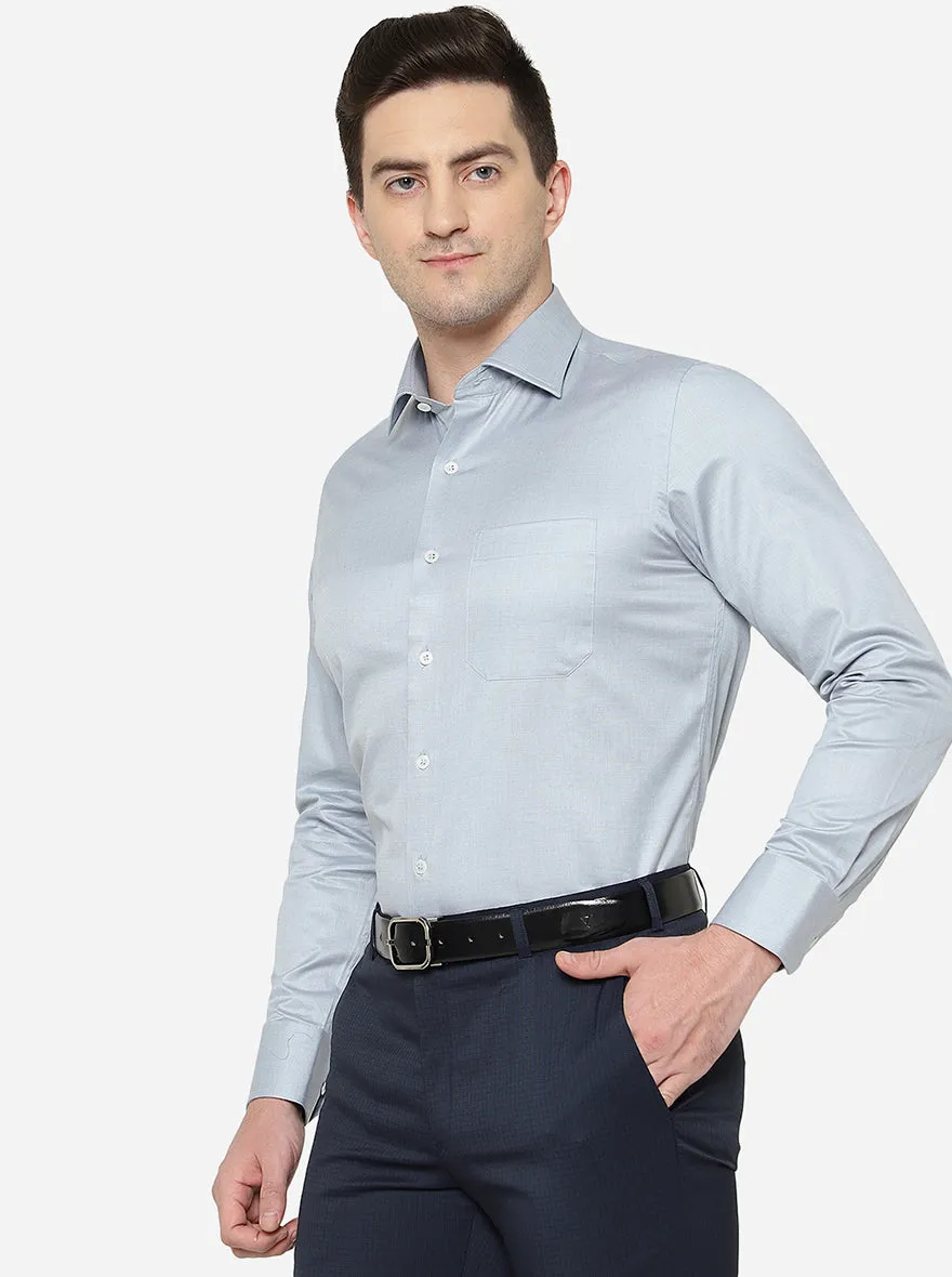 Light Grey Solid Slim Fit Formal Shirt | JadeBlue