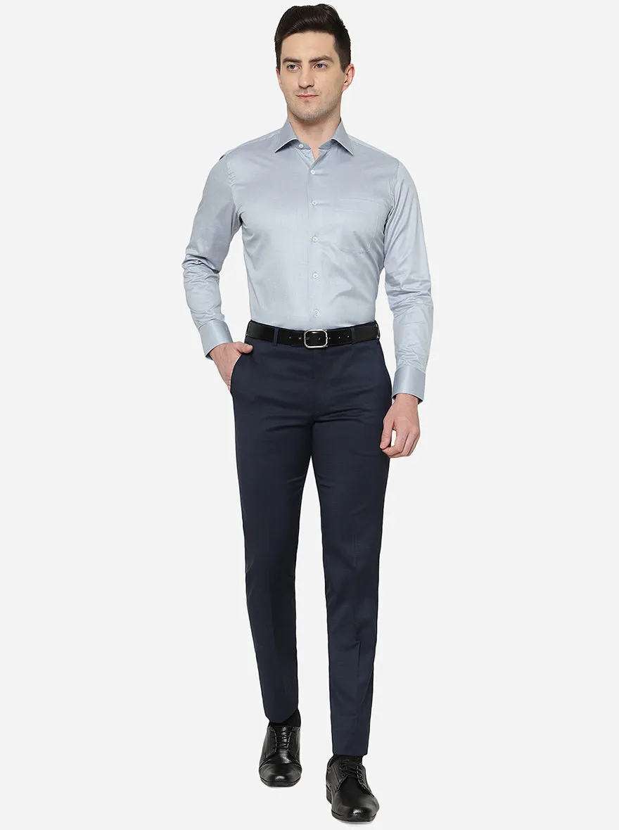 Light Grey Solid Slim Fit Formal Shirt | JadeBlue