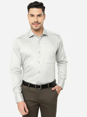 Light Grey Solid Slim Fit Formal Shirt | Metal