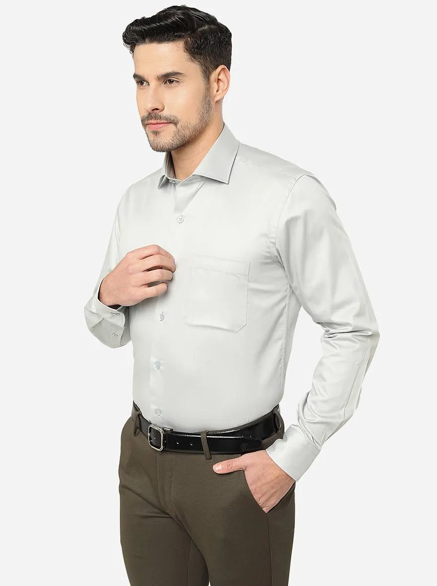 Light Grey Solid Slim Fit Formal Shirt | Metal