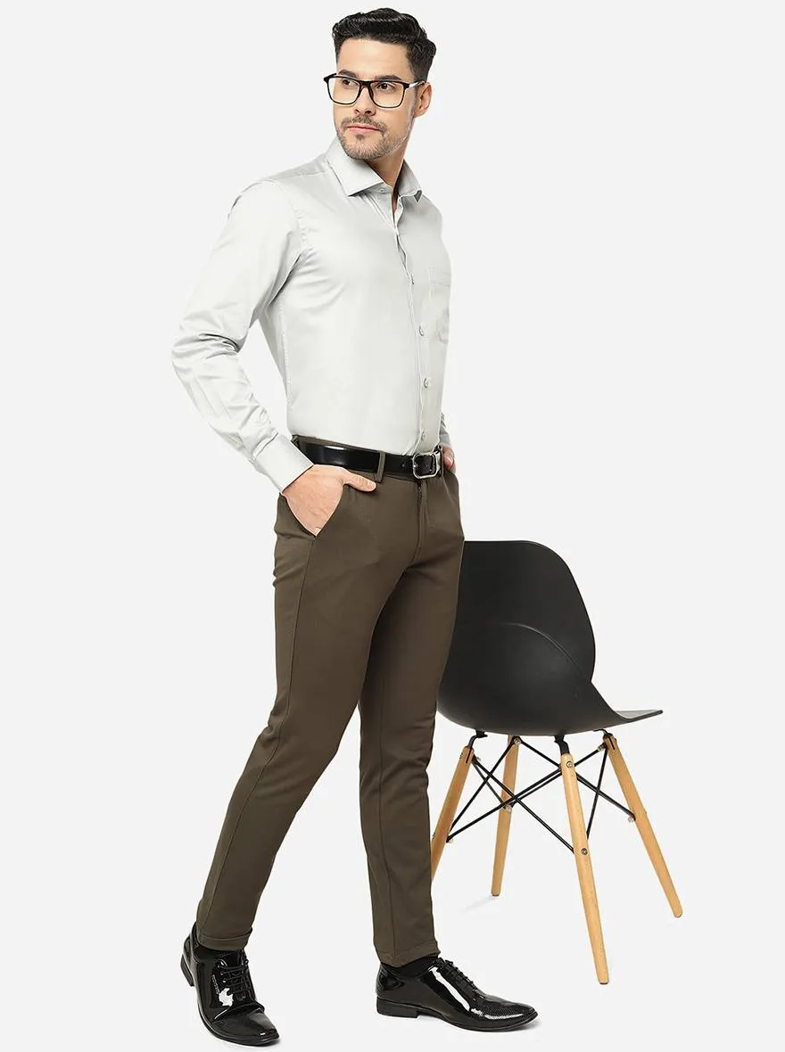 Light Grey Solid Slim Fit Formal Shirt | Metal