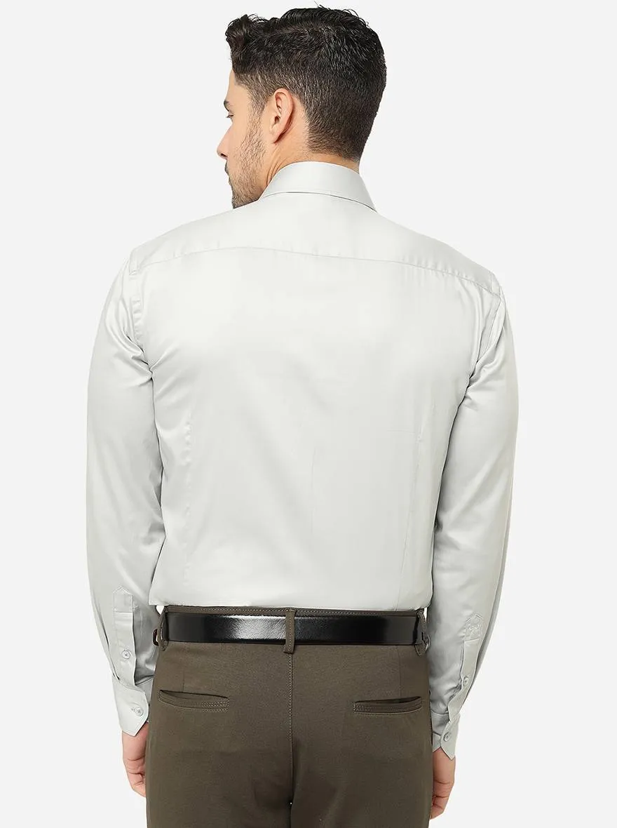 Light Grey Solid Slim Fit Formal Shirt | Metal