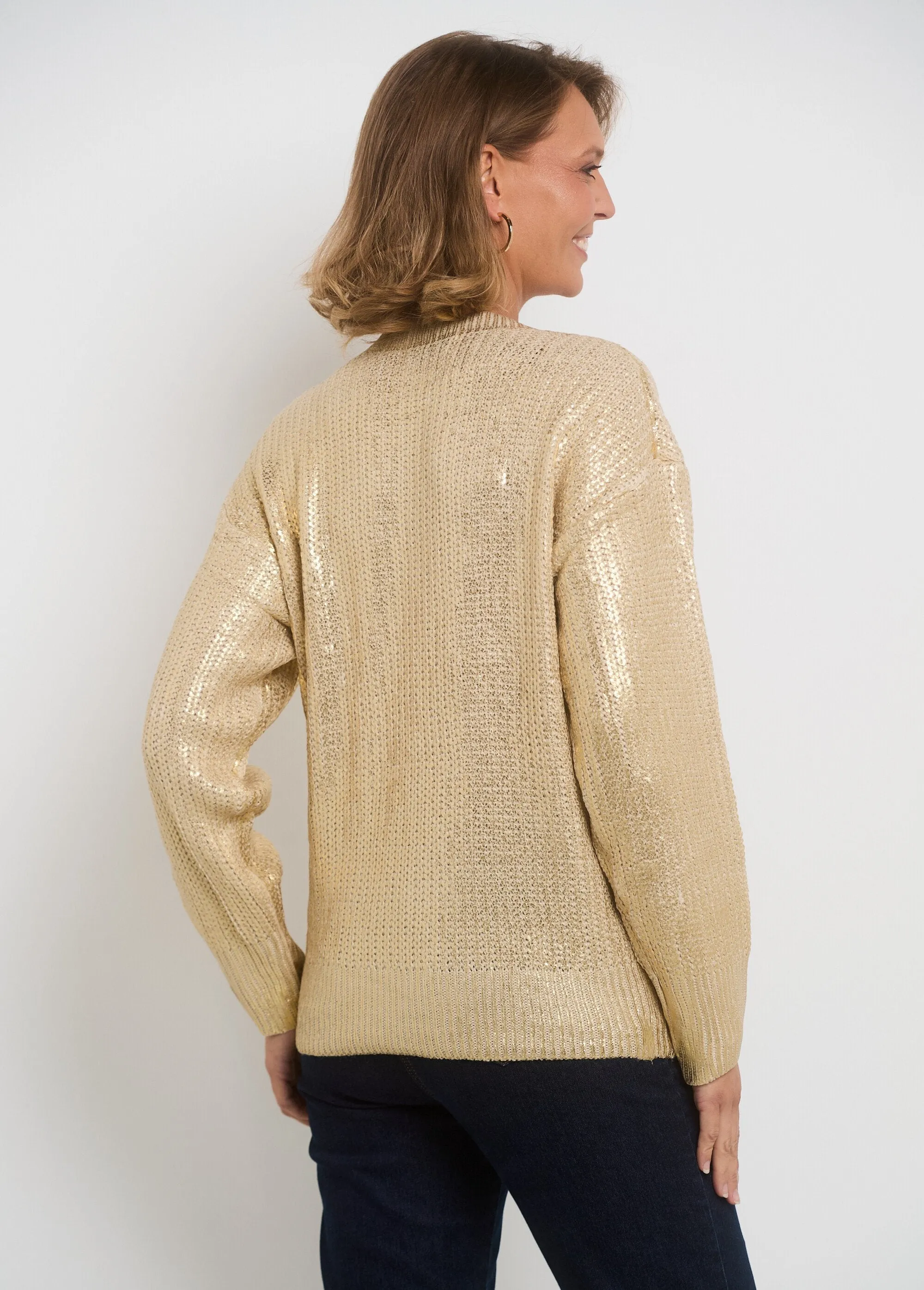 Long sleeve effect knit sweater