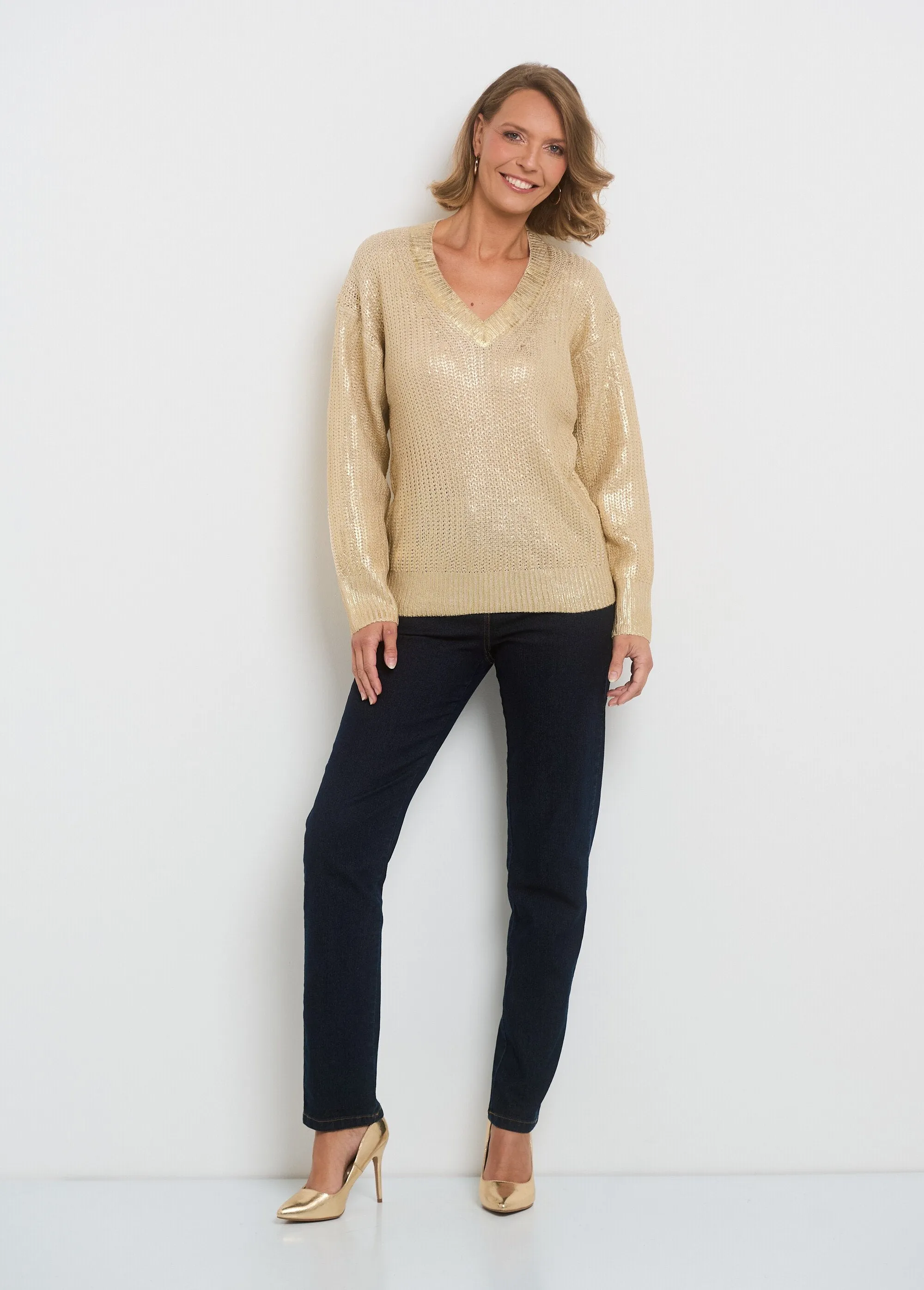 Long sleeve effect knit sweater