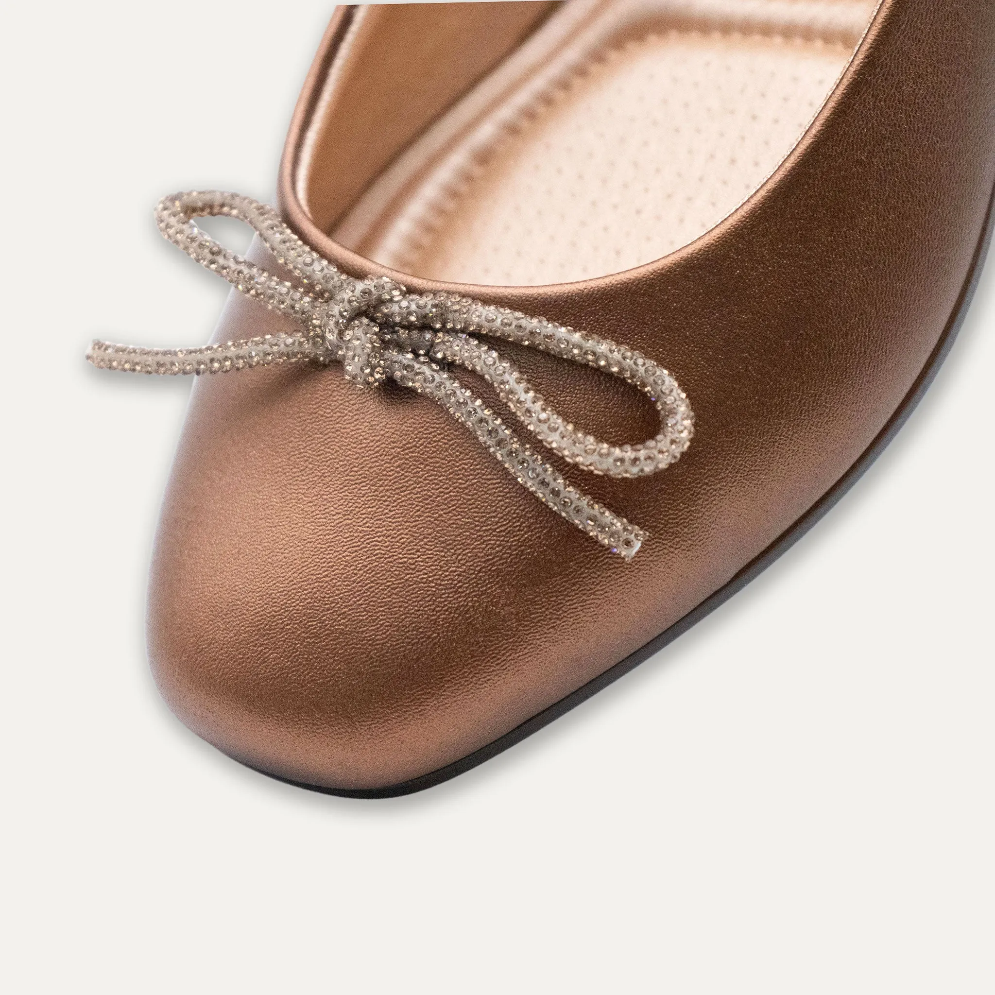 Lucia Metallic Bronze Bow Ballet Flats