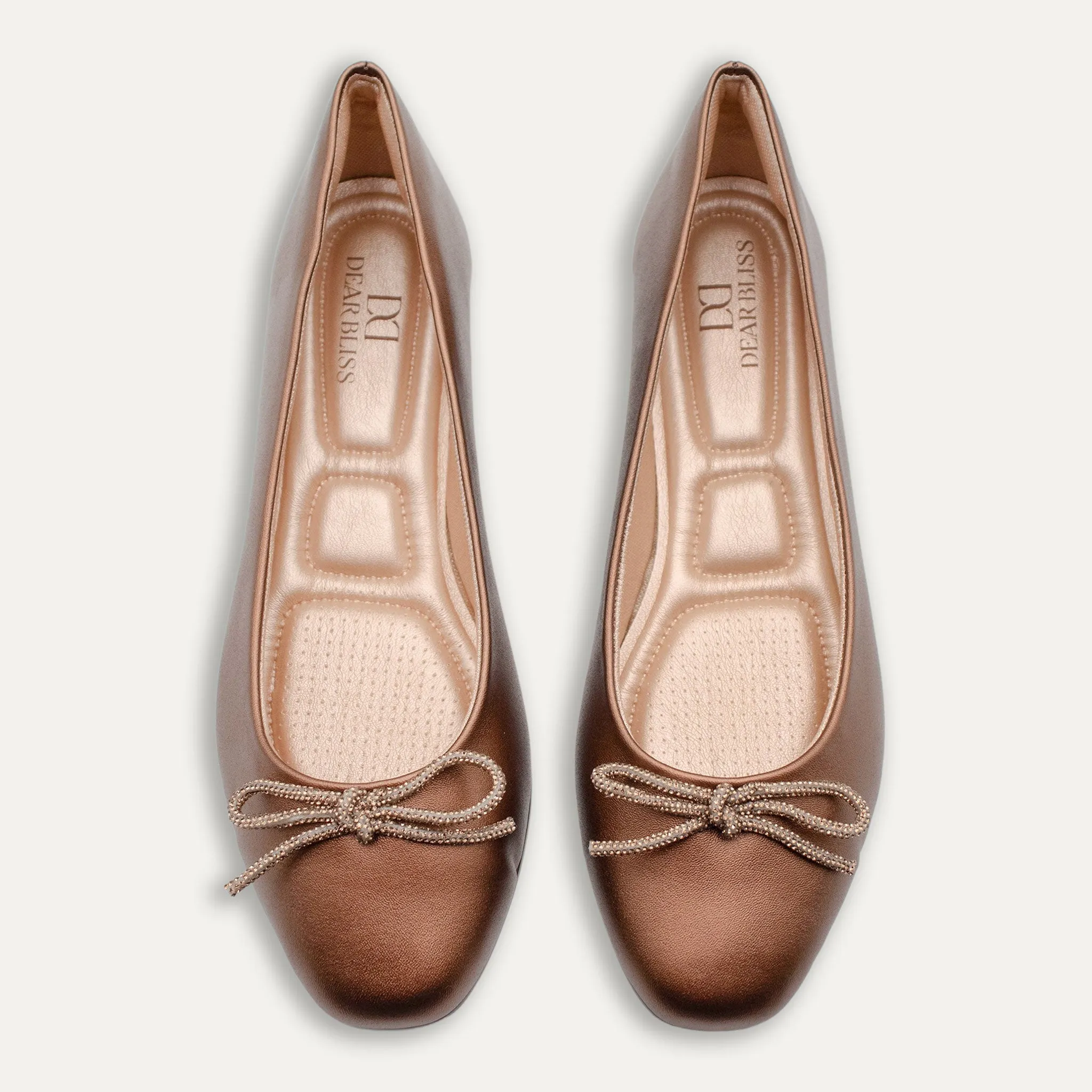 Lucia Metallic Bronze Bow Ballet Flats