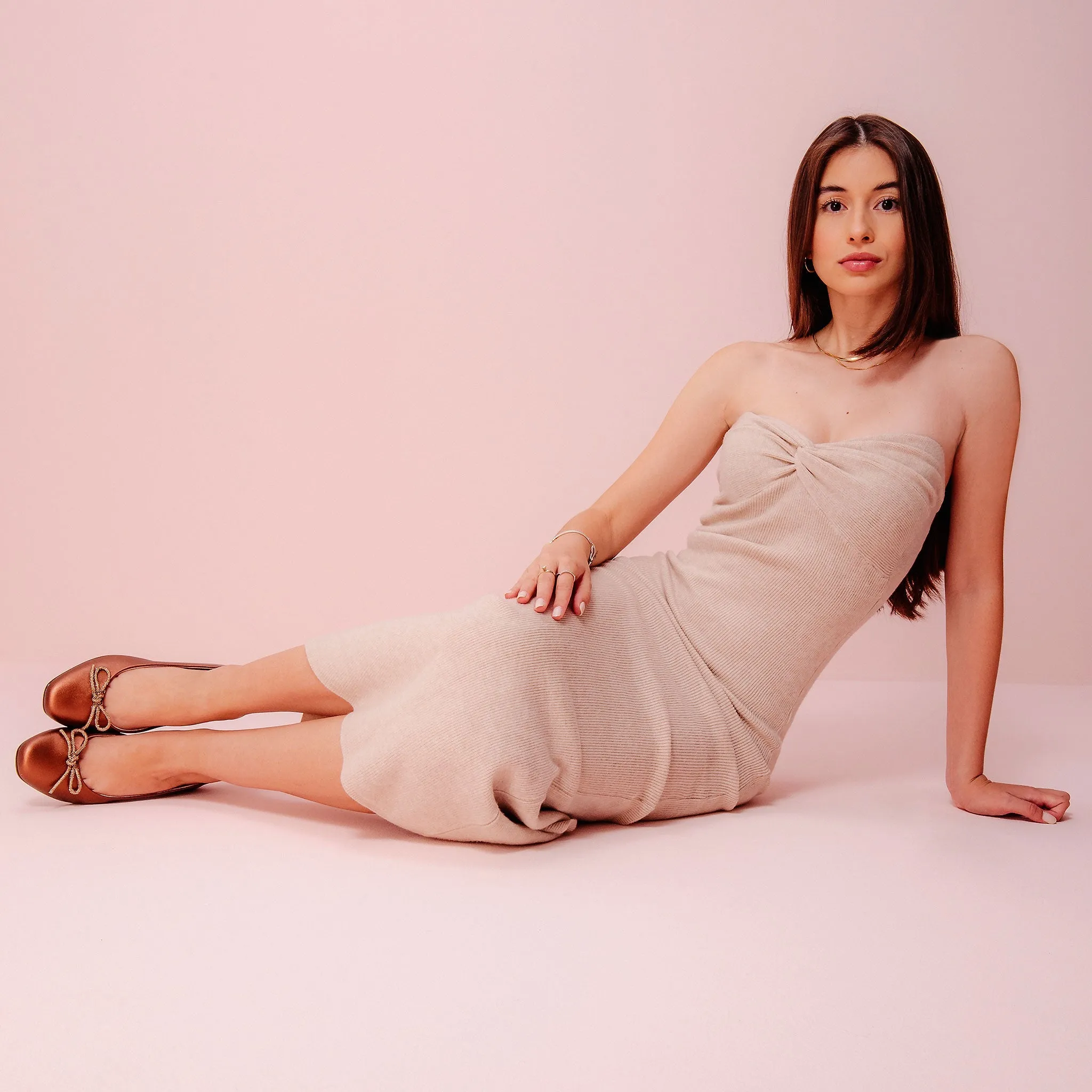 Lucia Metallic Bronze Bow Ballet Flats