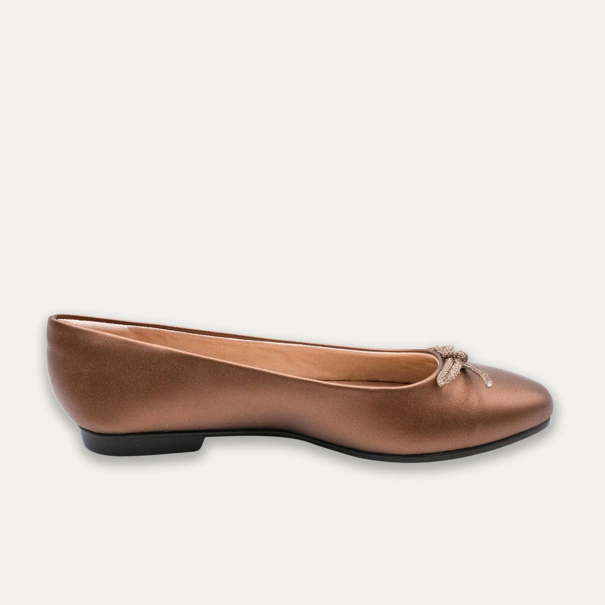 Lucia Metallic Bronze Bow Ballet Flats