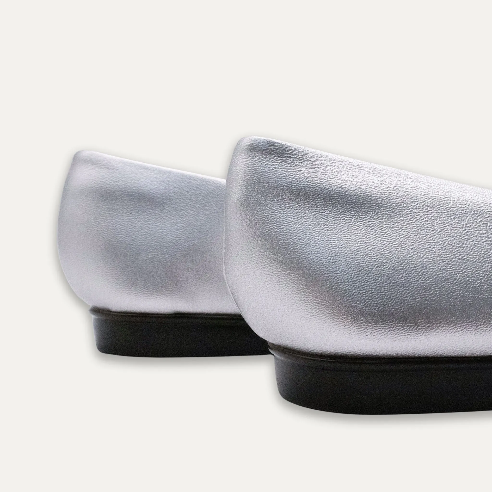 Lucia Metallic Silver Bow Ballet Flats