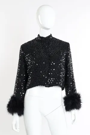 Marabou Cuff Sequin Jacket
