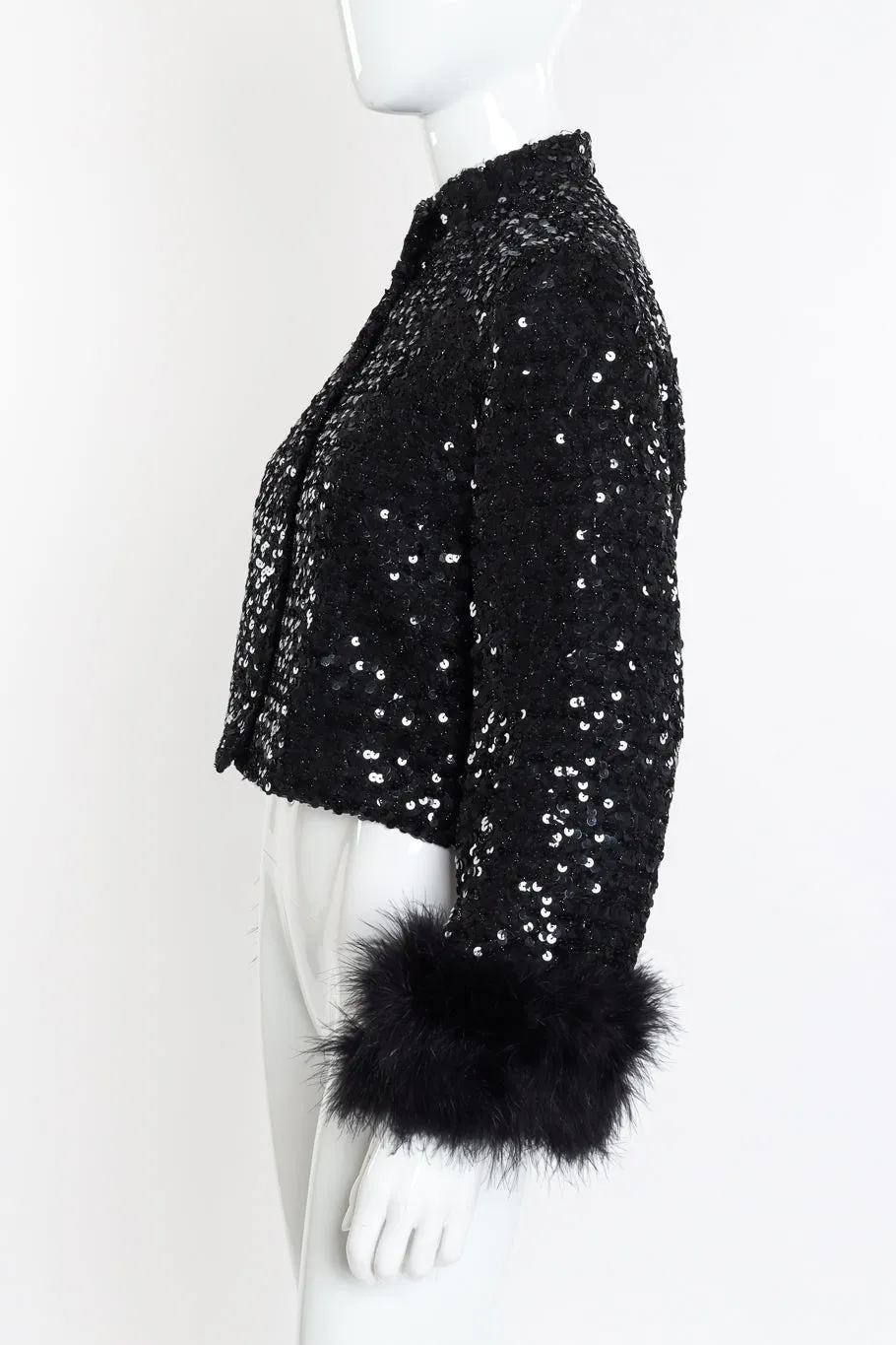 Marabou Cuff Sequin Jacket