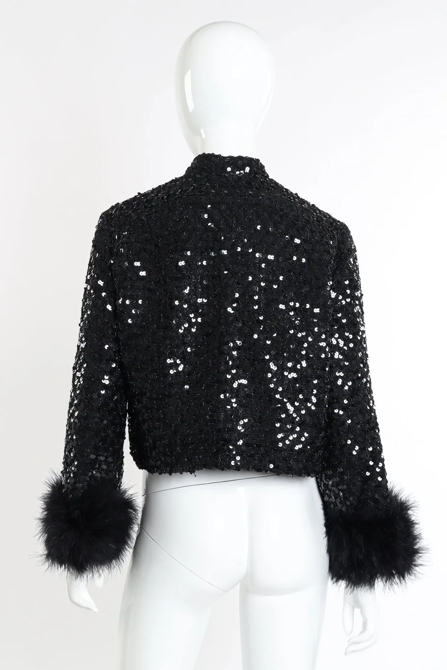 Marabou Cuff Sequin Jacket