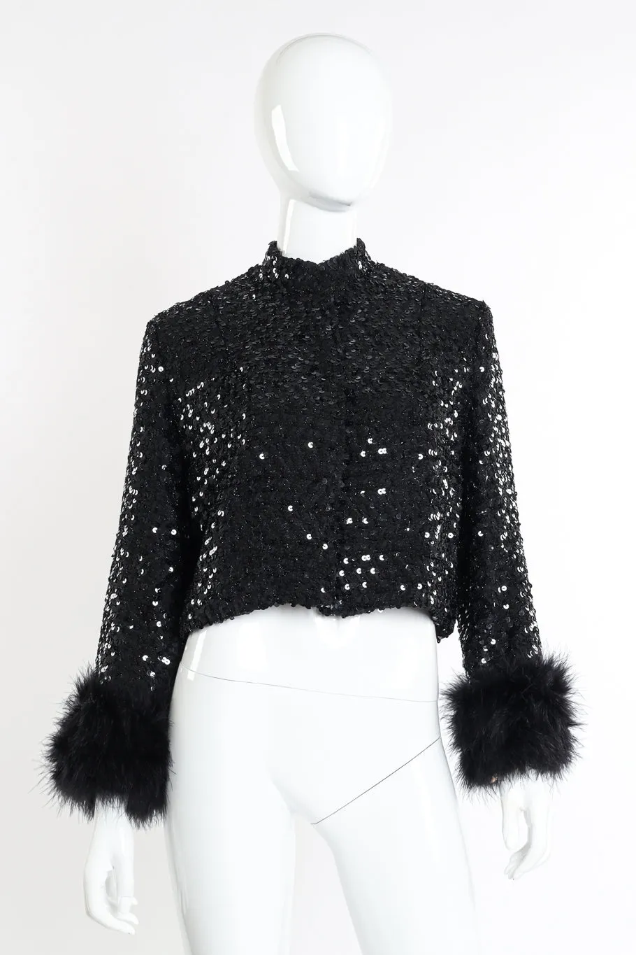 Marabou Cuff Sequin Jacket