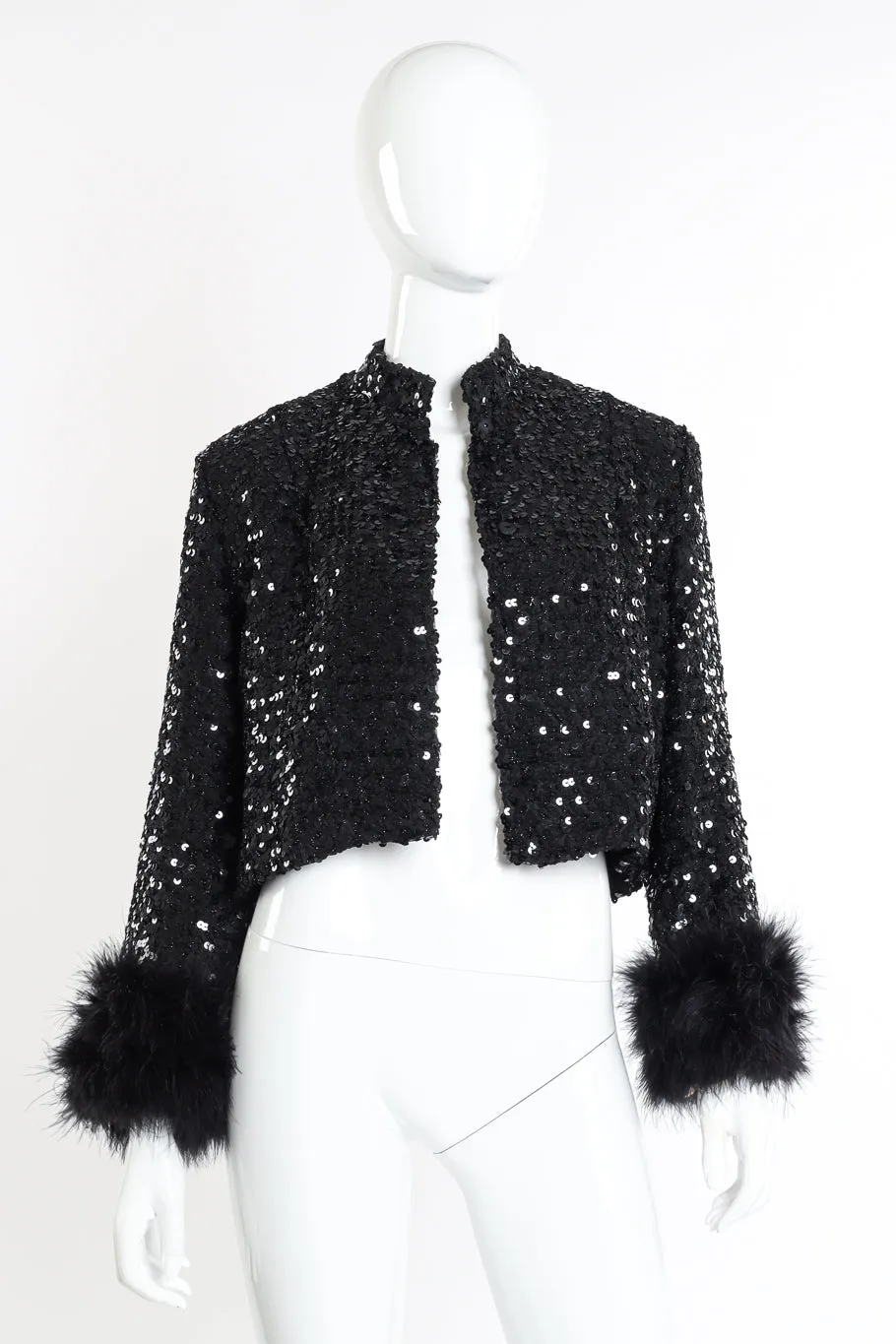 Marabou Cuff Sequin Jacket