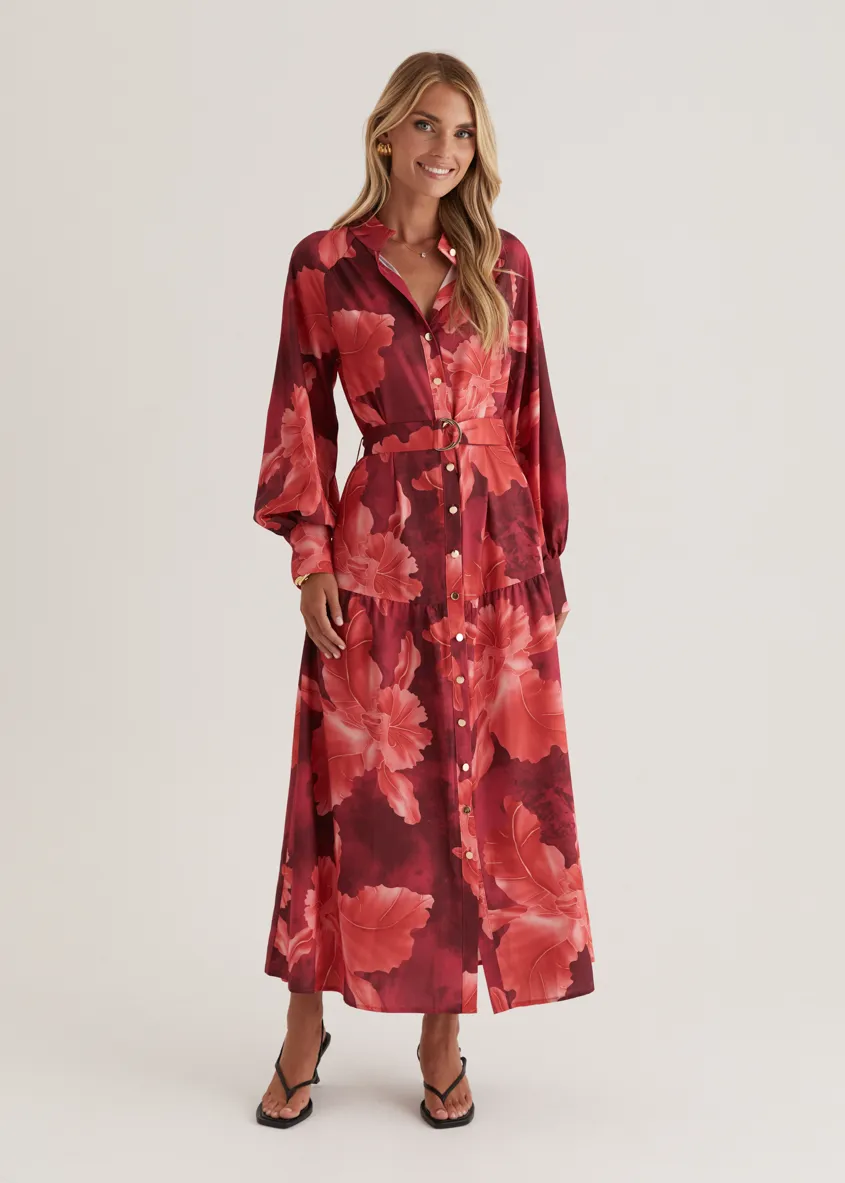 Marisa Maxi Dress - Red Floral